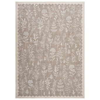 Modern Floral Area Rug Non Slip Foldable Vacuum Clean Non Shedding Floor Cover for Living Room