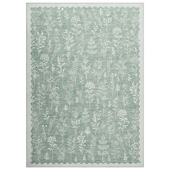Modern Floral Area Rug Non Slip Foldable Vacuum Clean Non Shedding Floor Cover for Living Room