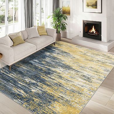 Abstract Area Rug Machine Washable Non Shedding Pet Friendly Stain Resistant Carpet for Dining Room