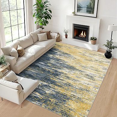 Abstract Area Rug Machine Washable Non Shedding Pet Friendly Stain Resistant Carpet for Dining Room