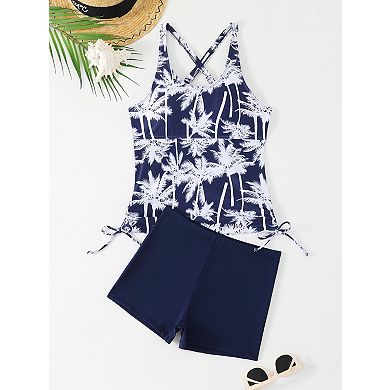 Women 2 Piece Swimsuit Tankini with Shorts Summer Beach Swimwear