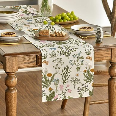 Wildflowers Floral Spring Table Runner with Butterfly Design 13 x 72 Inch