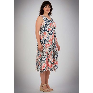 Avenue Women's Plus Size Knit Gauze Cascade Dress