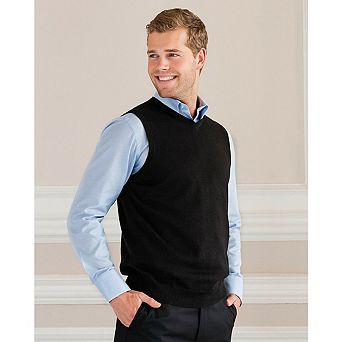 Russell Collection Mens V-Neck Sleevless Knitted Pullover Top / Jumper