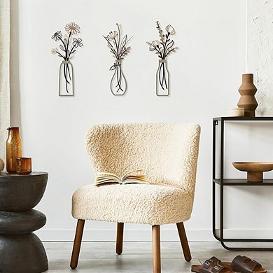 Rustic Metal Flower Wall Art Farmhouse Decor Set of 3