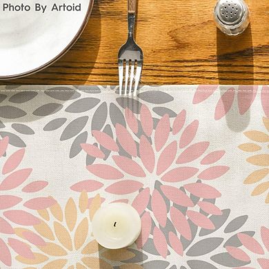 Pink Dahlia Floral Summer Table Runner 13 x 72 Inch Spring Dining Decor