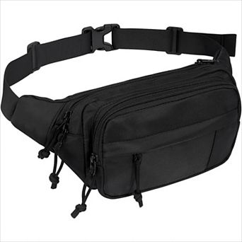 Large Fanny Pack with 5 Zipper Pockets Adjustable Strap