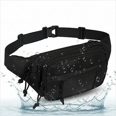 Large Fanny Pack with 5 Zipper Pockets Adjustable Strap
