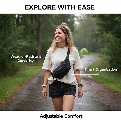 Large Fanny Pack with 5 Zipper Pockets Adjustable Strap