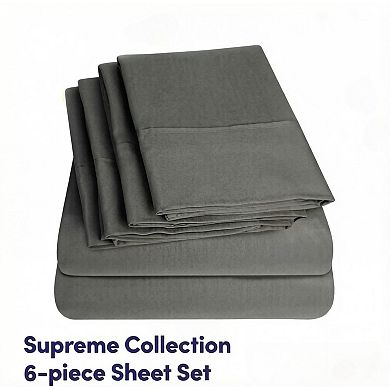 Bed Sheets Queen Size- 6 Piece 1500 Supreme Collection Fine Brushed Microfiber Deep Pocket Sheet Set