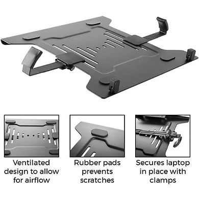 Laptop VESA Mount Tray with Adjustable Clamps for Monitor Arms