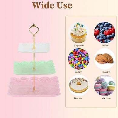 3 Tier Dessert Cupcake Stand, Square Cup Cake Holder Tower with Tiered Serving Tray
