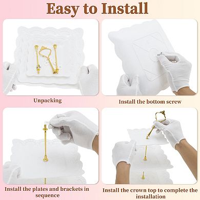 3 Tier Dessert Cupcake Stand, Square Cup Cake Holder Tower with Tiered Serving Tray