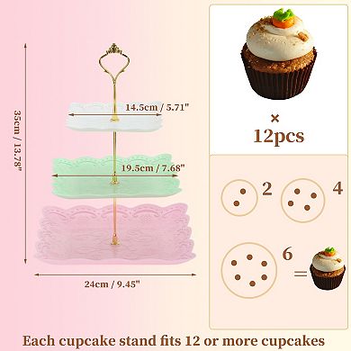 3 Tier Dessert Cupcake Stand, Square Cup Cake Holder Tower with Tiered Serving Tray