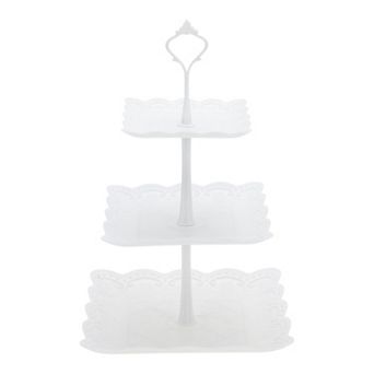 3 tier Dessert Cupcake Stand, Square Cup Cake Holder Tower with Tiered Serving Tray