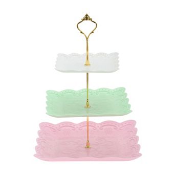 3 tier Dessert Cupcake Stand, Square Cup Cake Holder Tower with Tiered Serving Tray