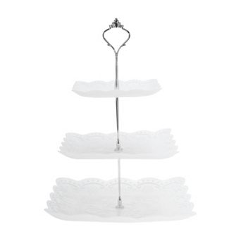 3 tier Dessert Cupcake Stand, Square Cup Cake Holder Tower with Tiered Serving Tray