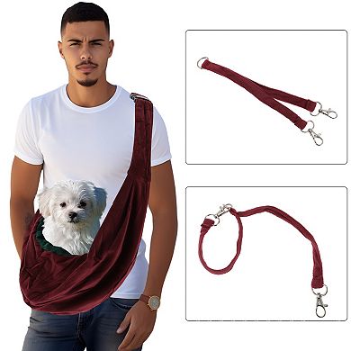1Pc Flannel Pet Sling Carrier Adjustable Under 5kg Small Dog Sling Carrier