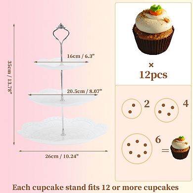 3 Tier Dessert Cupcake Stand, Round Cup Cake Holder Tower with Tiered Serving Tray