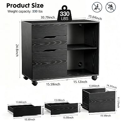 Three-Drawer Rolling File Cabinet, Suitable For Office Or Home; File And Archive Cabinet.
