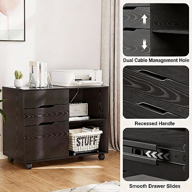 Three-Drawer Rolling File Cabinet, Suitable For Office Or Home; File And Archive Cabinet.