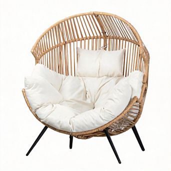 Egg‑Shaped Outdoor Rattan Lounge Chair; Comes With A Cushion, Suitable For Both Indoor And Outdoor