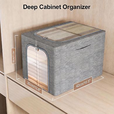 4-Pack Stackable Metal Frame Storage Bins with Clear Windows