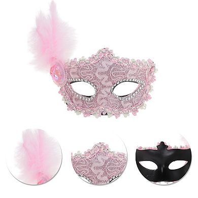 Princess Feather Half Face Party Mask 1 Pc