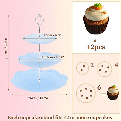 3 Tier Dessert Cupcake Stand, Round Cup Cake Holder Tower with Tiered Serving Tray