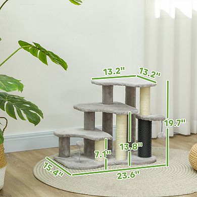 PawHut 2 in 1 Cat Tree Tower Pet Stairs with Scratching Tickling Post
