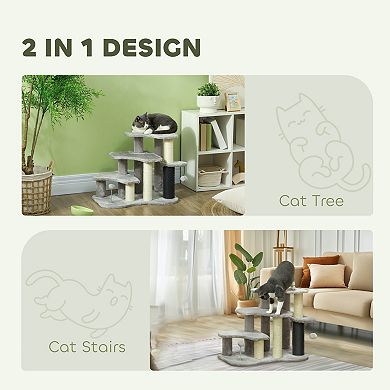 PawHut 2 in 1 Cat Tree Tower Pet Stairs with Scratching Tickling Post
