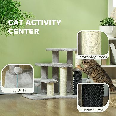 PawHut 2 in 1 Cat Tree Tower Pet Stairs with Scratching Tickling Post