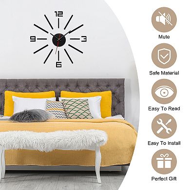 30-60cm Modern Frameless DIY Wall Clock, Large Mirror Acrylic Numeral, Oversized Vintage Clock
