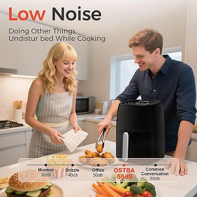 OSTBA 4.5QT Air Fryer, Small Air Fryer with 6 Menu Options, Dual Knob Manual Temp & Timer