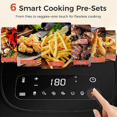 OSTBA 4.5QT Air Fryer, Small Air Fryer with 6 Menu Options, Dual Knob Manual Temp & Timer
