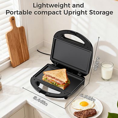 OSTBA Sandwich Maker, 2 Slice Grilled Cheese Maker with Non-stick Flat Plates, Indicator Lights
