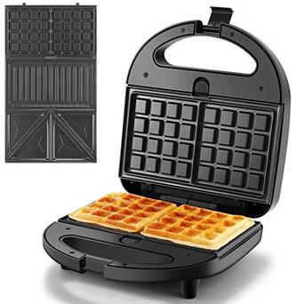 OSTBA 3 in 1 Waffle Maker with Removable Non-stick Plates, Led Indicator Lights & Easy to Clean