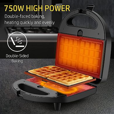 OSTBA 3 in 1 Waffle Maker with Removable Non-stick Plates, Led Indicator Lights & Easy to Clean