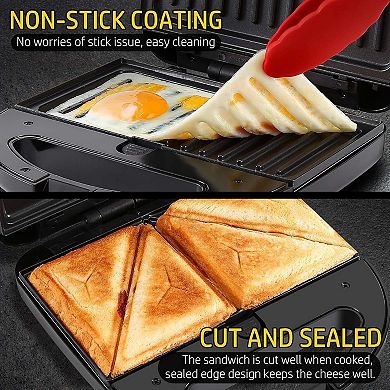OSTBA 3 in 1 Waffle Maker with Removable Non-stick Plates, Led Indicator Lights & Easy to Clean