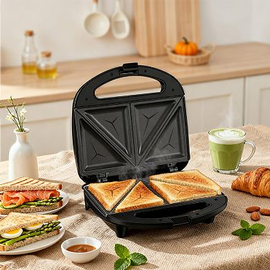 OSTBA 750W Sandwich Maker, 2 Slice Grilled Cheese Maker with Non-stick Triangle Plates
