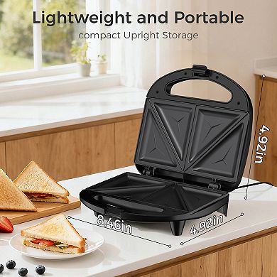 OSTBA 750W Sandwich Maker, 2 Slice Grilled Cheese Maker with Non-stick Triangle Plates