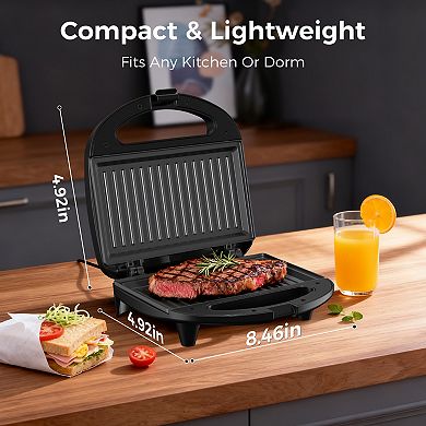 OSTBA Sandwich Maker & Panini Press, Indicator Lights, Cool Touch Handle, Easy to Clean and Store