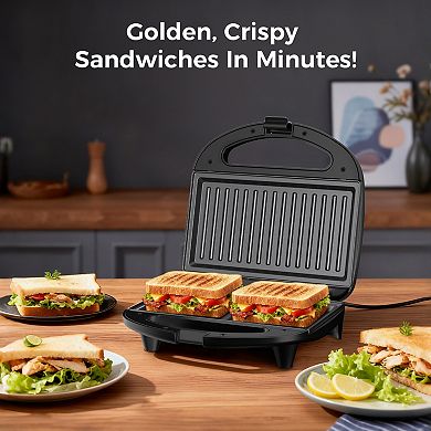 OSTBA Sandwich Maker & Panini Press, Indicator Lights, Cool Touch Handle, Easy to Clean and Store