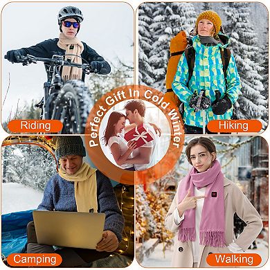 USB Heated Winter Scarf Warm Neck Wrap with 3 Heat Modes