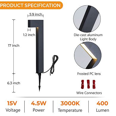 Landscape Pathway Lights wired Low Voltage 12V Modren Black Integrated LED Outdoor Waterproof