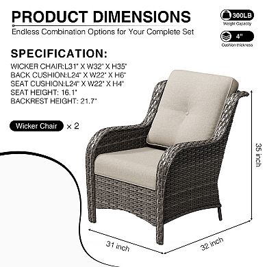 MaxMulti Patio Outdoor Wicker Lounge Chairs Set of 2