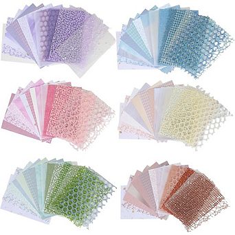 90 Sheets Textured Scrapbook Paper & Mesh Fabric Kit 6 Pack Mixed Media for Crafting, Journaling &