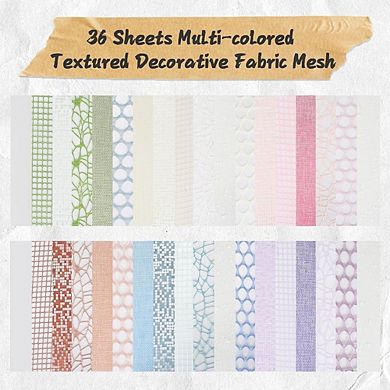 90 Sheets Textured Scrapbook Paper & Mesh Fabric Kit 6 Pack Mixed Media for Crafting, Journaling &