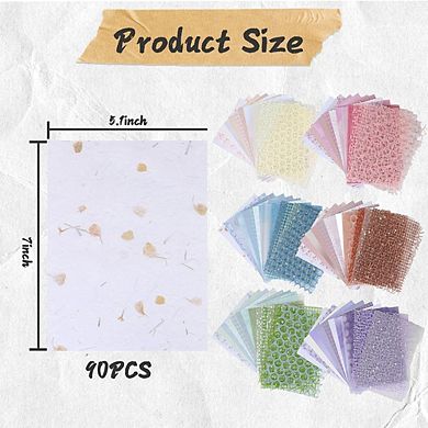 90 Sheets Textured Scrapbook Paper & Mesh Fabric Kit 6 Pack Mixed Media for Crafting, Journaling &