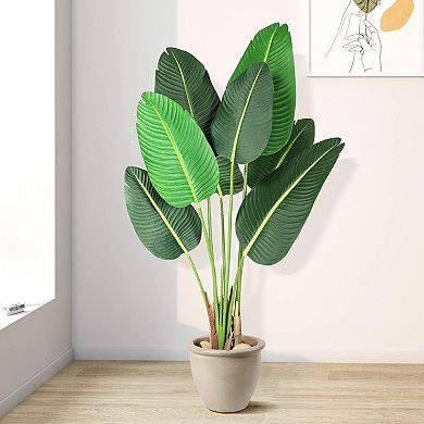 2Pcs Artificial Tropical Banana Tree with Realistic Leaves for Indoor Outdoor Home Decor